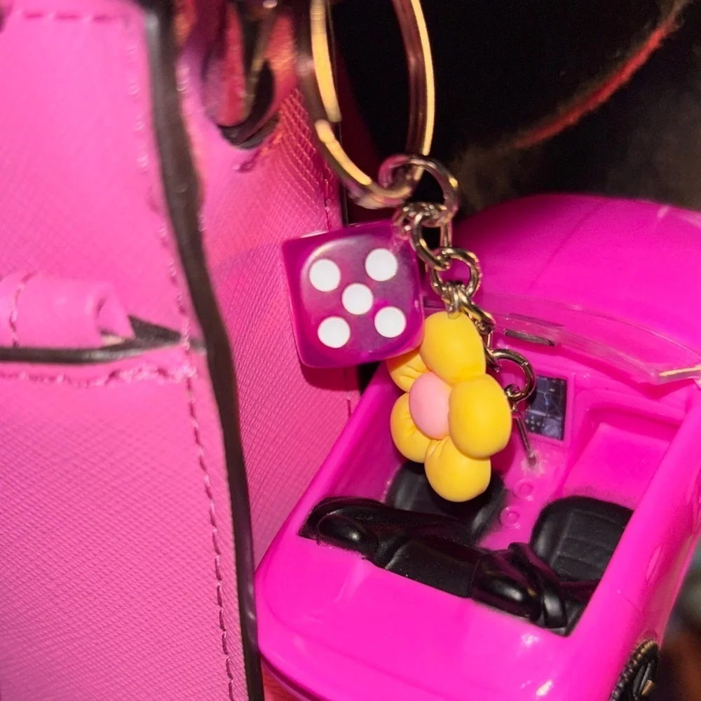 Barbie Pink Convertible Car Keychain Purse Charm